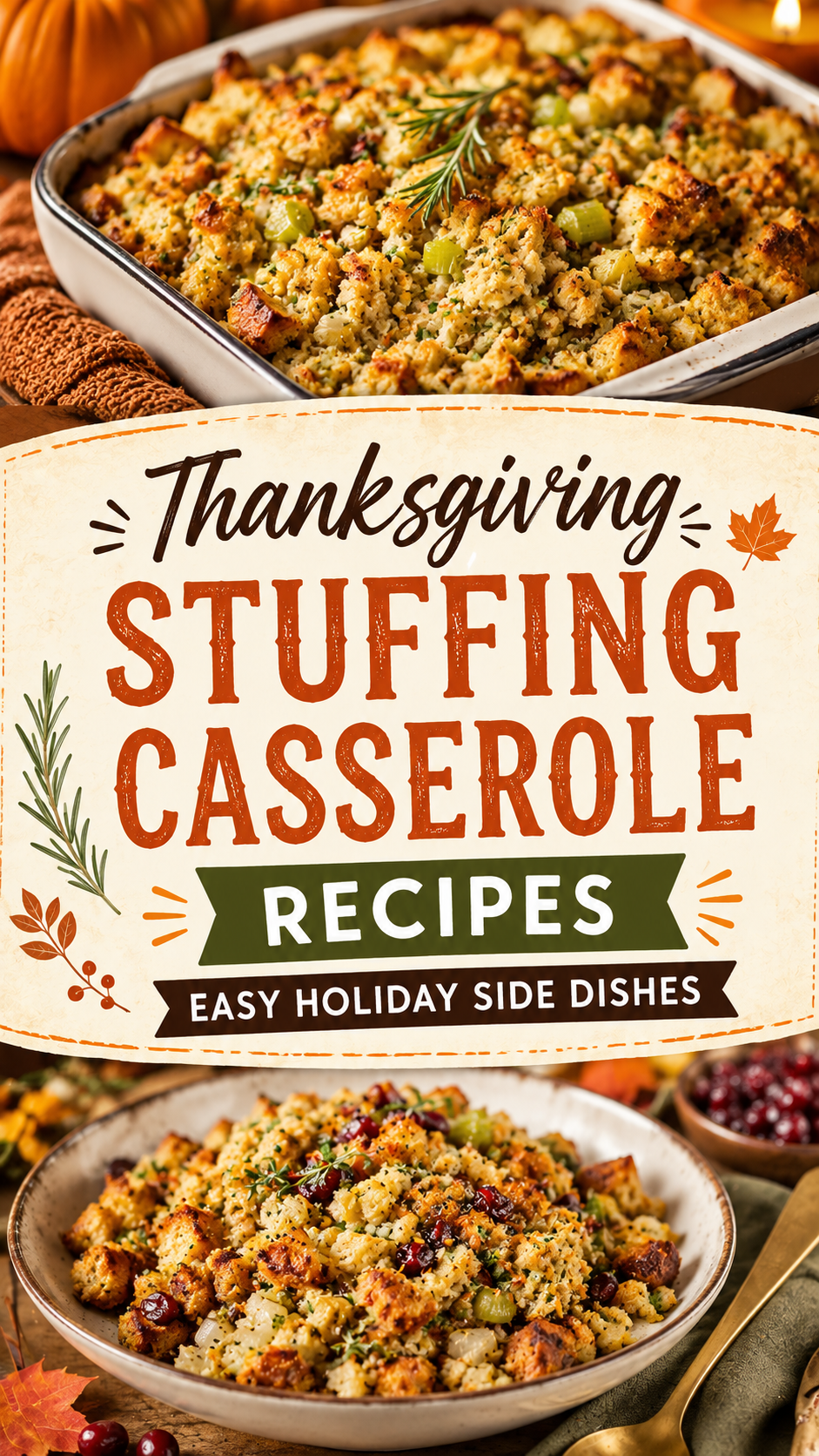 Thanksgiving Stuffing Casserole Recipes: Easy Holiday Side Dishes |Crockpot Stuffing Casserole