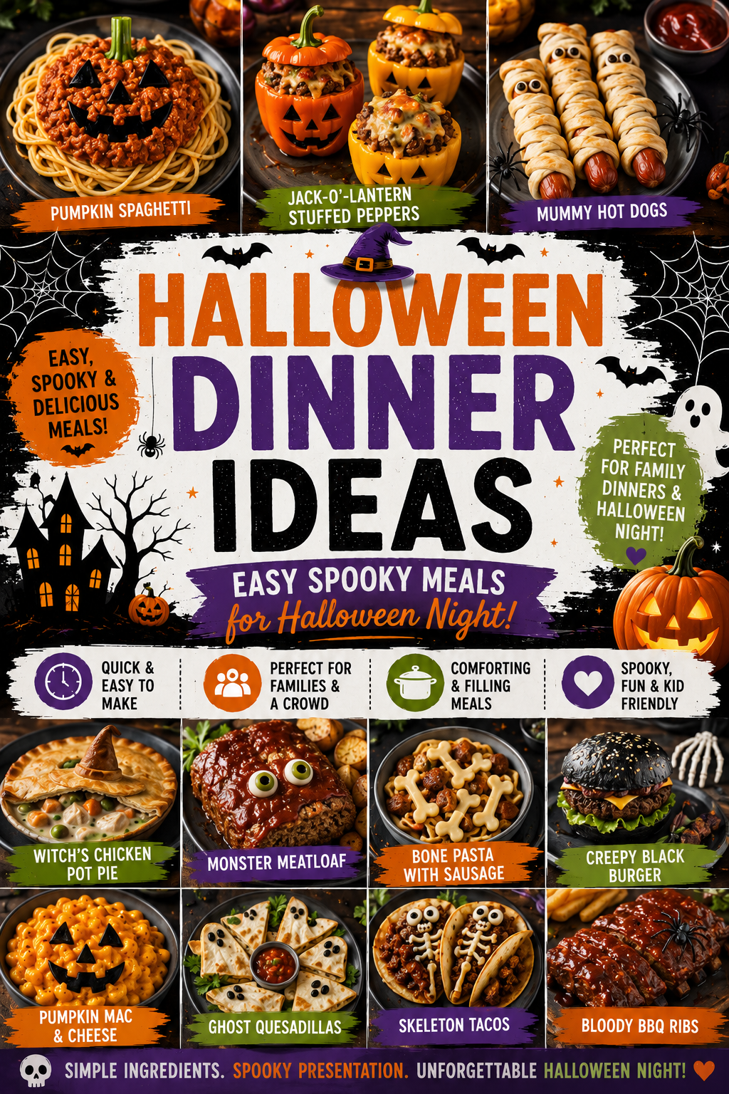 Halloween Dinner Ideas: Easy Spooky Meals for Halloween Night |Best Spooky Halloween Dinner Recipes for a Crowd