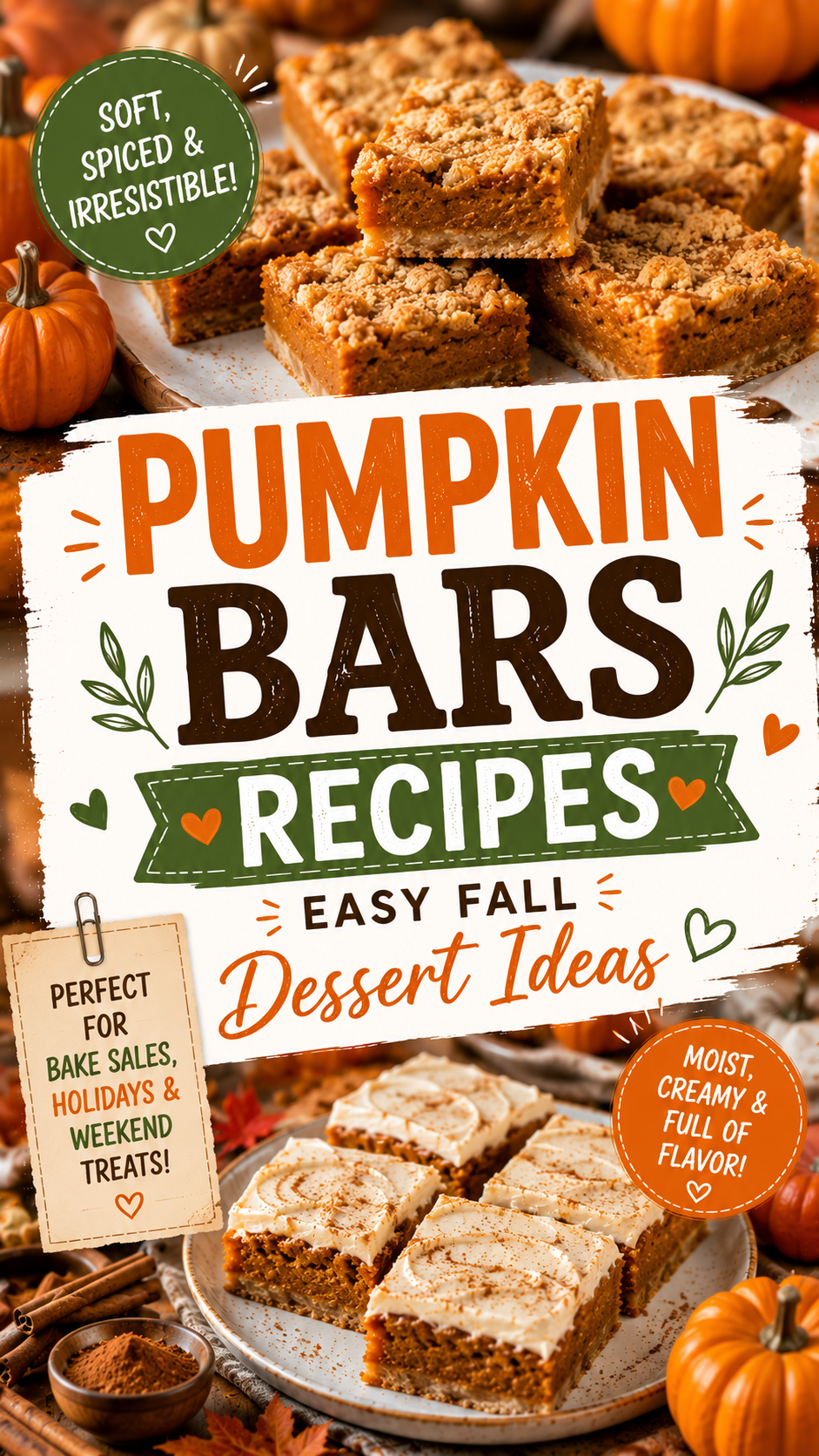 Pumpkin Bars Recipes: Easy Fall Dessert Ideas | Easy Pumpkin Bars with Cream Cheese Frosting
