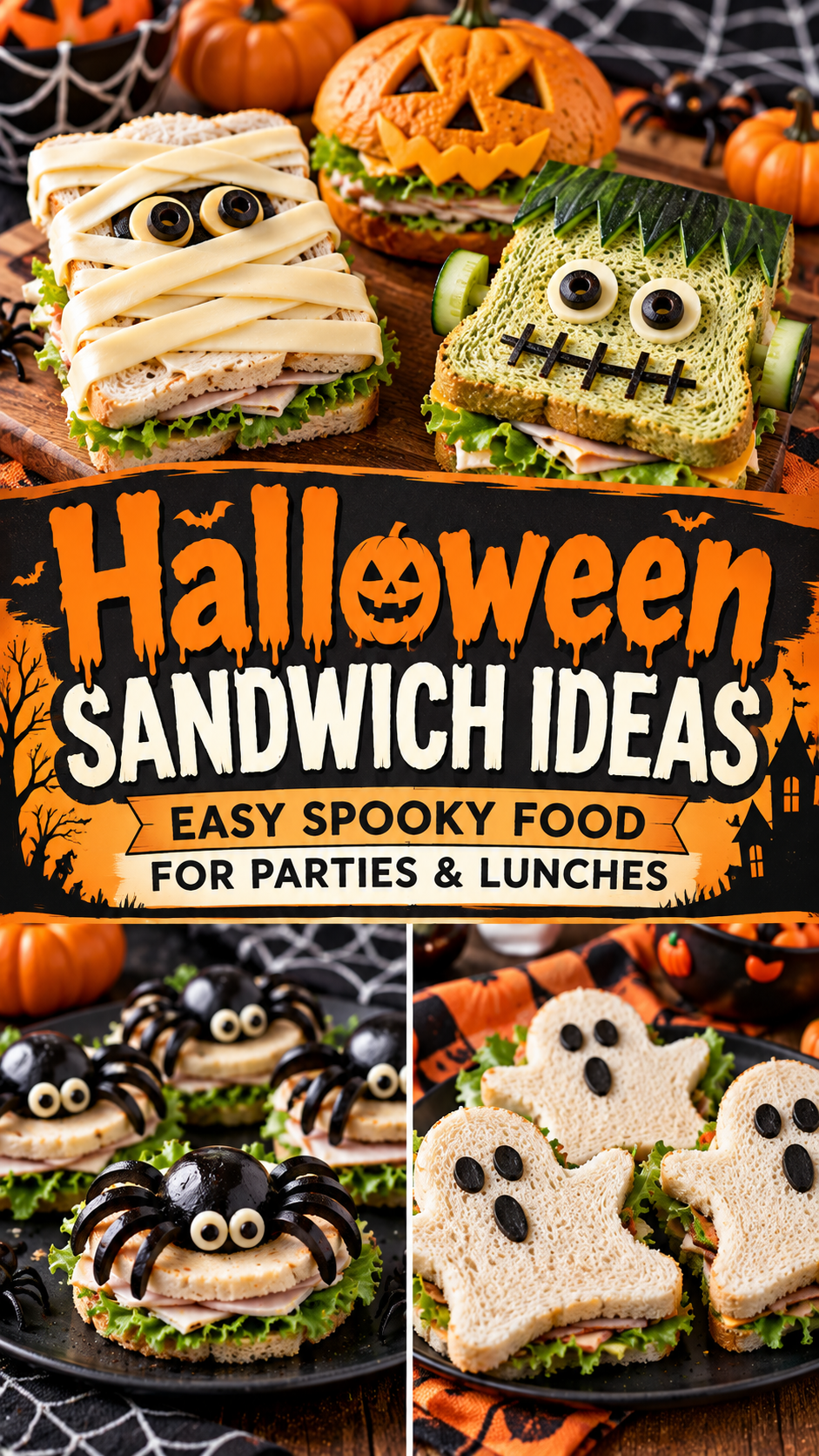 Halloween Sandwich Ideas: Easy Spooky Food for Parties & Lunches |Halloween Finger Sandwiches