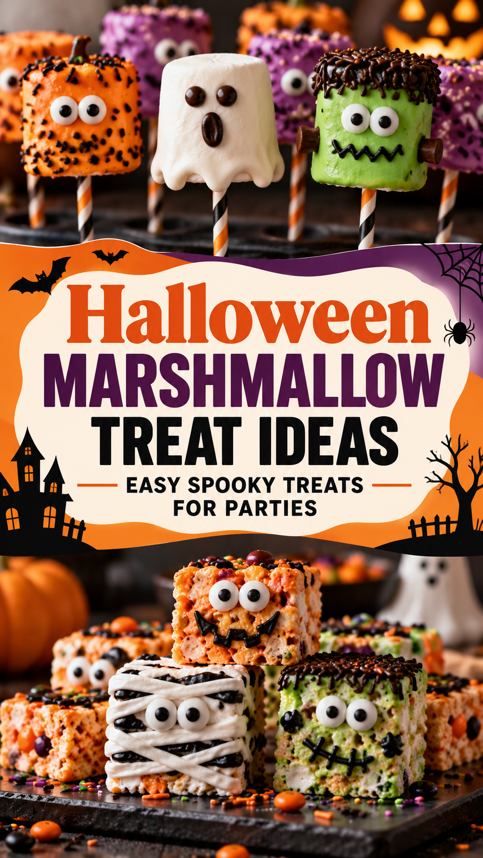 Halloween Marshmallow Treat Ideas: Easy Spooky Treats for Parties |Marshmallow Pops Halloween