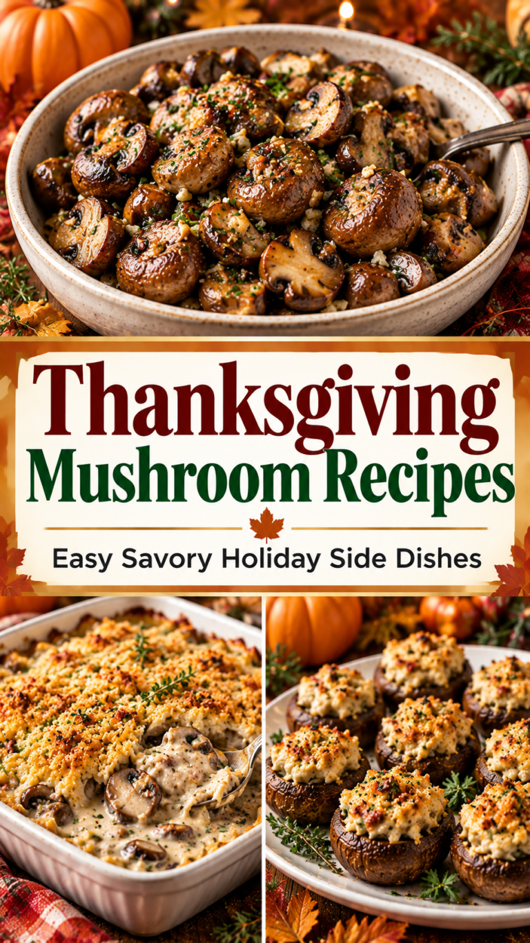 Thanksgiving Mushroom Recipes: Easy Savory Holiday Side Dishes |Warm Mushroom Casseroles